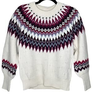 Sundance Catalog Eloise Fairisle Sweater Cotton Wool Blend Size XS NWT MSRP $148